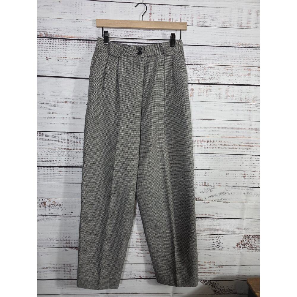 VTG Norton McNaughton women's 12 High Waist Pleated Trousers Houndstooth